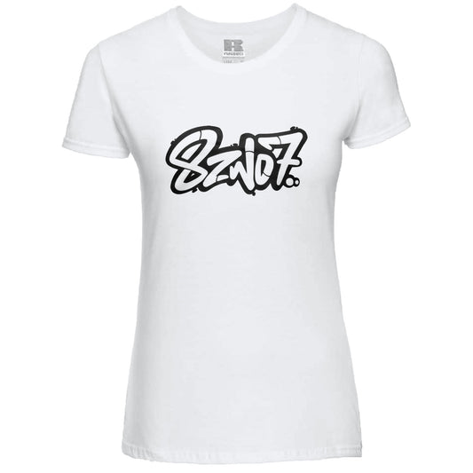 8ZWO7- Collab Ladies Slim T- Shirt (White)